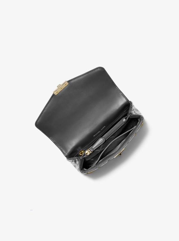 Damske Taška Cez Rameno Michael Kors SoHo Small Studded Quilted Patent Leather Čierne - Kabelky Michael Kors Nejlevnejsi | WTJMF-4819